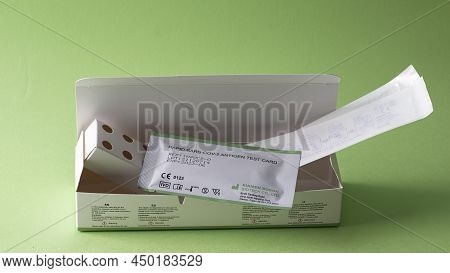 Tenerife, Spain - February 2, 2022: Boson Biotech Test Nasal Rápido Antígenos Sars Cov-2,  Test Comp