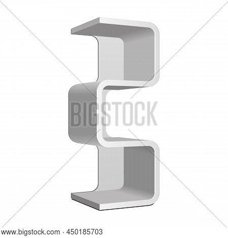 Mockup Zigzag, Crankle Retail Shelves Floor Display Rack For Supermarket Blank Empty. Cell. Cardboar
