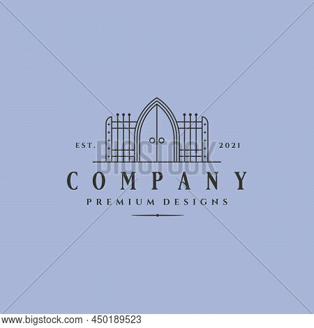Minimalist Gate Line Logo Vector Symbol Illustration Design, Line Art Style