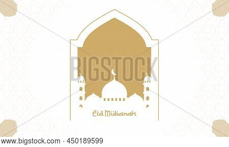 Eid Mubarak Simple Elegant And Luxury Islamic Background With Mosque Gold