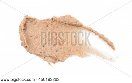 Smear Of Delicious Liverwurst Isolated On White, Top View