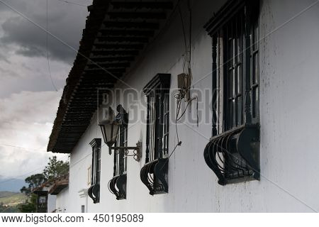 Colonial Buildings In The Pretty Village Of Villa De Leyva, Colombia. High Quality Photo