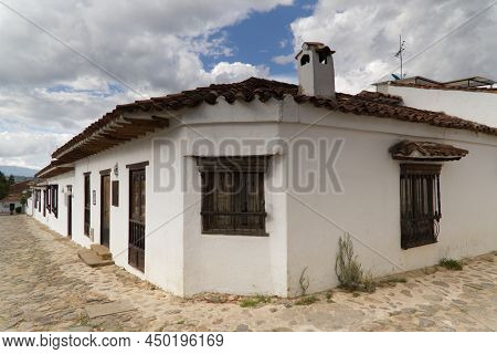 Colonial Buildings In The Pretty Village Of Villa De Leyva, Colombia. High Quality Photo