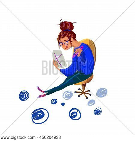 Two Female Professional Writers Are Standing Next To Clipboard With Pencil. Concept Of Creative Peop