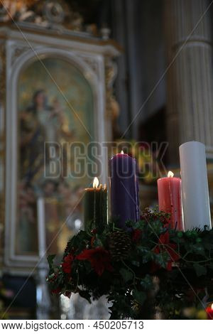 Salvador, Bahia, Brazil - December 13, 2021: Candles At Nossa Senhora Do Pilar And Santa Luzia Churc