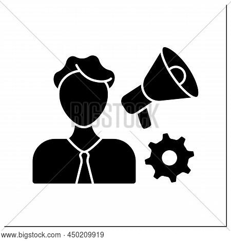 Manager Glyph Icon. Person Responsible For Controlling, Administering An Organization Or Group Of St