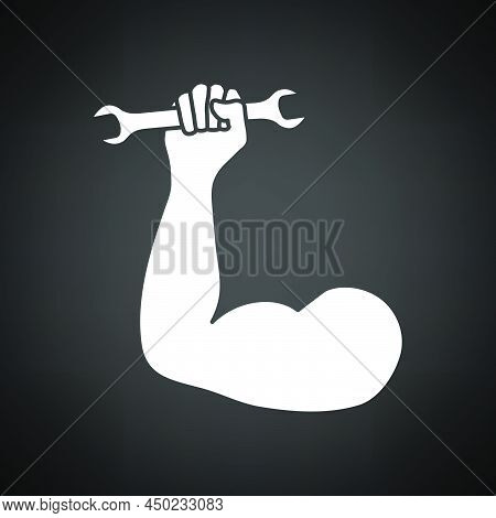 Labor Day Icon. White On Black Background. Vector Illustration.