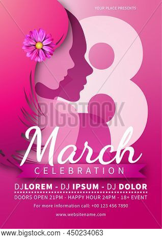 8 March Women's Day Celebration Party Poster Flyer Social Media Post Design