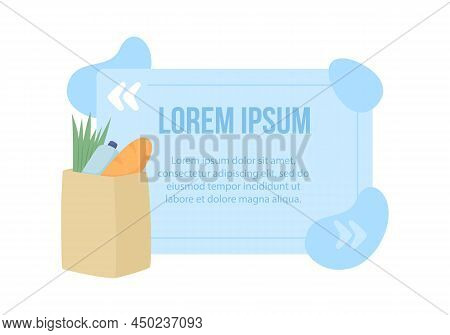 Food Products Quote Textbox With Flat Item. Grocery Shopping. Speech Bubble With Creative Cartoon Il