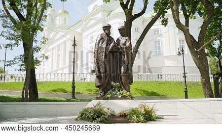 July 8, 2020 Opening Of The Monument In Penza. Monument In Penza, Peter And Fevroniamonument To Pete