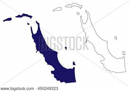 Great Harbour Cay Island (commonwealth Of The Bahamas, Cenrtal America, Caribbean Islands) Map Vecto