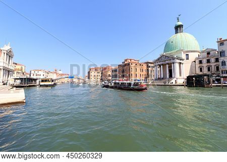 Church San Simeone Piccolo And Grand Canal In District Sestiere Santa Croce In Venice, Italy