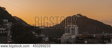 An Evening Panoramic Image From The Babilonia Favela Hill Of A Leme District Of Rio De Janeiro, With