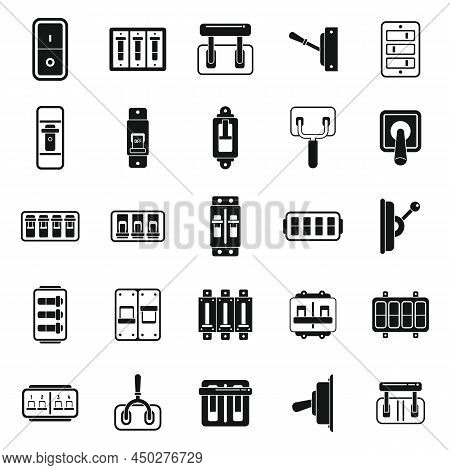 Breaker Switch Icons Set Simple Vector. Cable Chopper. Circuit Switch