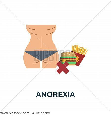 Anorexia Flat Icon. Colored Element Sign From Psychological Disorders Collection. Flat Anorexia Icon