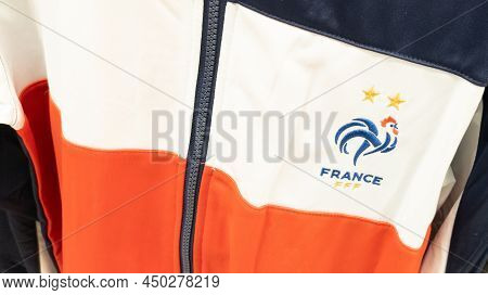 Bordeaux , Aquitaine  France - 02 28 2022 : Fff French Football Soccer Vest With National Flag Of Fr