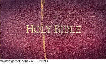 Top View Of Holy Bible Text On Old Bible.