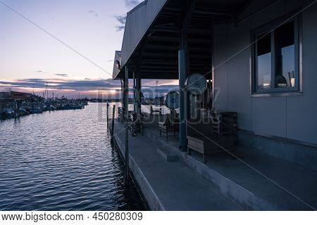 Gorino,italy-march 31,2018:view Of The Moorings Of Gorino, A Village In The Delta Del Po Park During