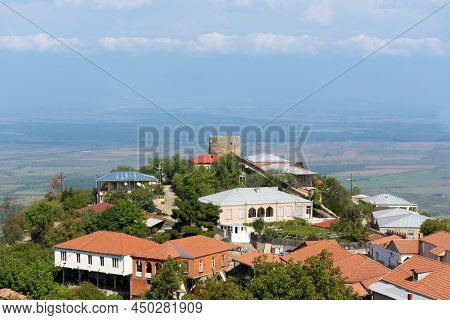 Beautiful Views Of A Section Of The Town Of Sighnaghi Overlooking The Alazani Valley, In The Kakheti