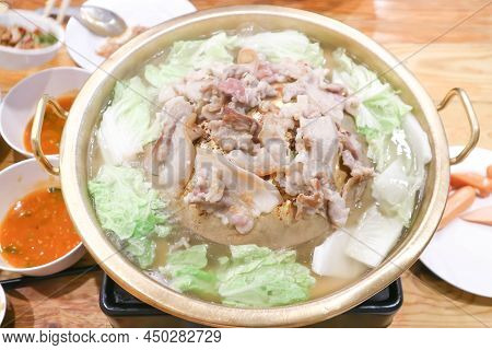 Grilled Pork In The Oven, Thai Food And Korean Food Or Grilled Pork In The Pan