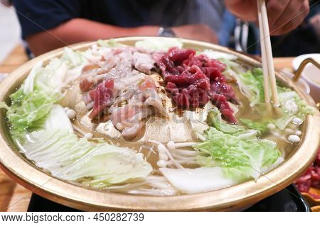 Grilled Pork In The Oven, Thai Food And Korean Food Or Grilled Pork In The Pan