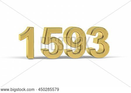 Golden 3d Number 1593 - Year 1593 Isolated On White Background - 3d Render