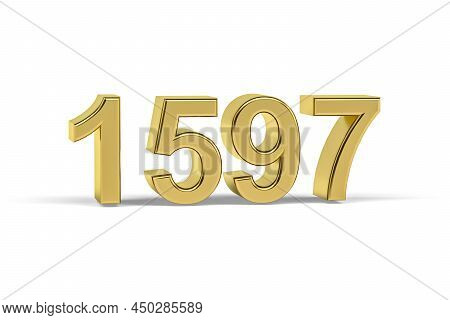 Golden 3d Number 1597 - Year 1597 Isolated On White Background - 3d Render