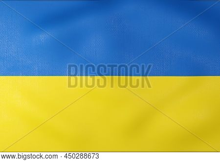 Close Up Of Ukranian Flag. 3d Render