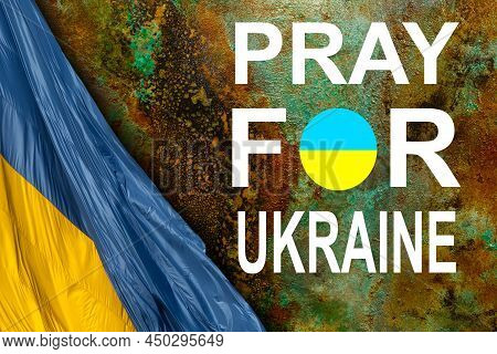 Ukraine Flag. Pray For Ukraine. Ukraine Flag In Front Of Dark Sky. Flag Of Ukraine. Stop War. No War