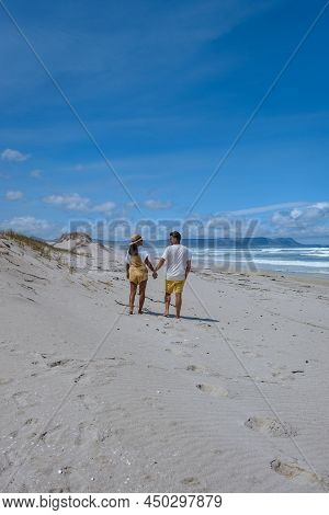 Cape Nature Walker Bay Beach Near Hermanus Western Cape South Africa. White Beach And Blue Sky With 