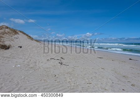 Cape Nature Walker Bay Beach Near Hermanus Western Cape South Africa. White Beach And Blue Sky With 