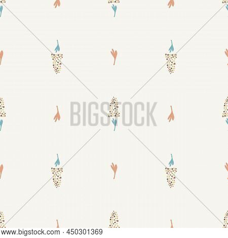 Gender Neutral Sprigged Foliage Seamless Vector Background. Simple Whimsical Botanical 2 Tone Patter