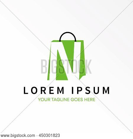 Shopping Bag And Letter N Sans Serif Font Image Graphic Icon Logo Design Abstract Concept Vector Sto