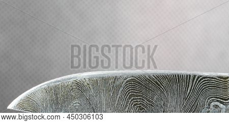 Hand-forged Knife Made Of Several Layers Of Steel With An Exclusive Pattern Photographed In The Stud