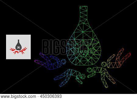 Spectral Gradiented Mesh Dead Poisoned People Icon. Geometric Carcass 2d Network Is Based On Dead Po