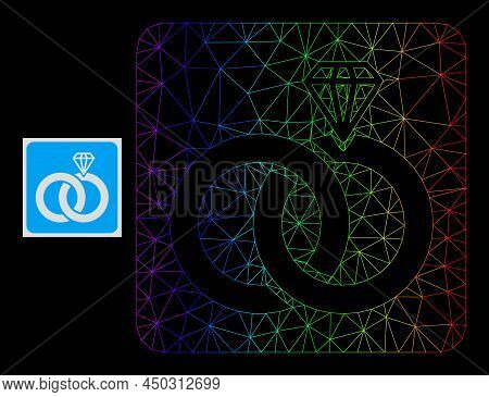 Spectrum Gradient Mesh Jewelry Wedding Rings Icon. Geometric Frame Flat Net Is Based On Jewelry Wedd