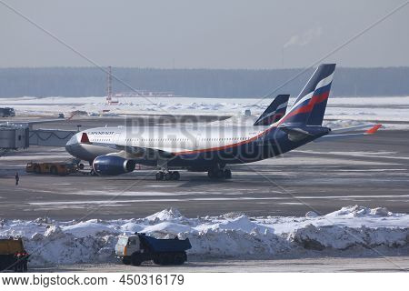 Moscow, Russia - February 28, 2011: Aeroflot Russian Airlines Airbus A330 At Moscow Sheremetyevo Air
