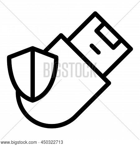 Secured Usb Flash Icon Outline Vector. Data Secure. Safety Firewall