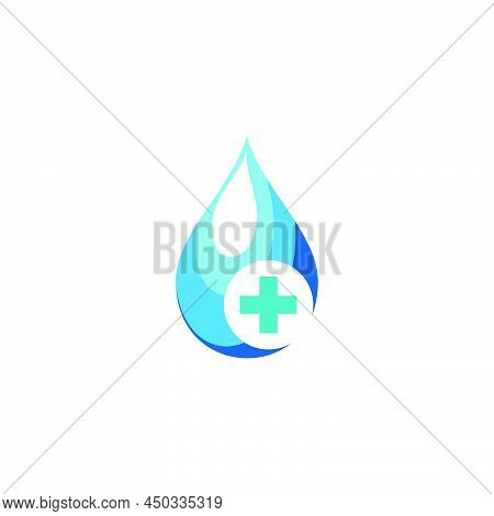 Water Health Logo Icon Flat Vector Design Concept Graphic