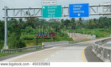 Boyolali, Indonesia. December 21, 2020. Directional Signs For Boyolali, Yogyakarta, Semarang, Klaten