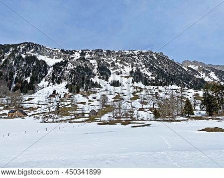 Snow-capped Alpine Peak Gulmen (or Gulme, 1998 M) In Alpstein Mountain Range And In Appenzell Alps M