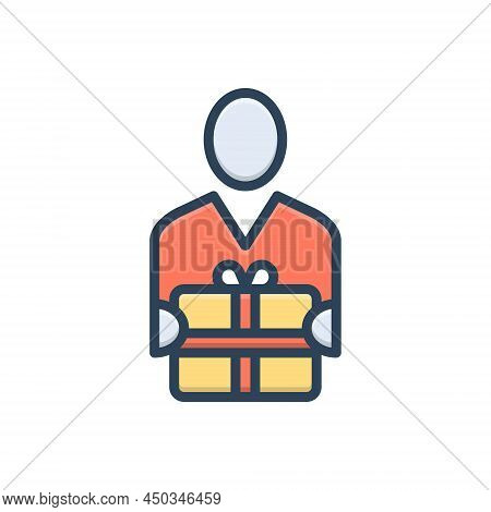 Color Illustration Icon For Recipients Receiver Beneficiary Donee Gift Recipient Consignee Finder
