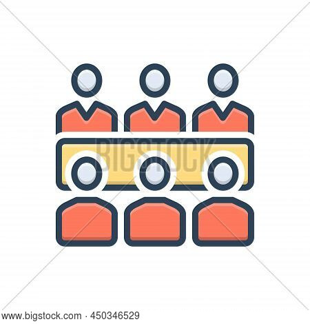 Color Illustration Icon For Meets People Talk Adjoin Converge Conjoin Conference Gather