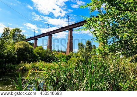 Railway Bridge Viaduct Across The Inhulets River In Kryvyi Rih, Ukraine