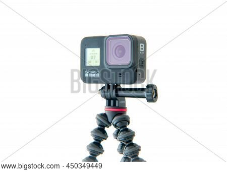 Chester, United Kingdom - 31st January 2021 : A Gopro Hero 8 Black Action Video Camera On A Gorillap