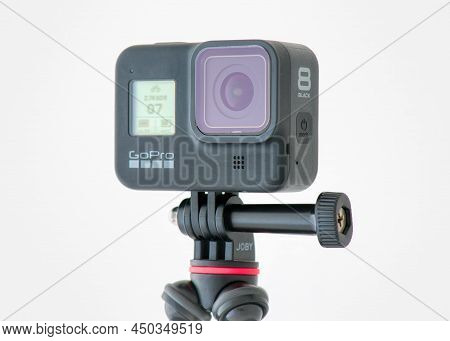 Chester, United Kingdom - 31st January 2021 : A Gopro Hero 8 Black Action Video Camera On A Gorillap