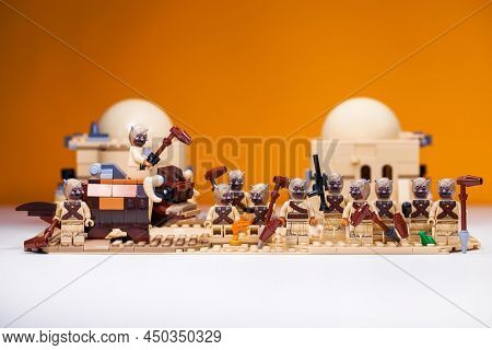RUSSIA, SAMARA, January JANUARY 24, 2022 - Lego Star Wars Tusken raiders on Tatooine