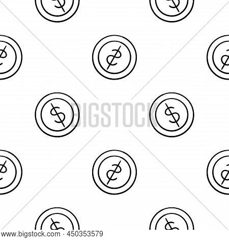 Dollar Coin Hand Drawn Seamless Pattern On White Background