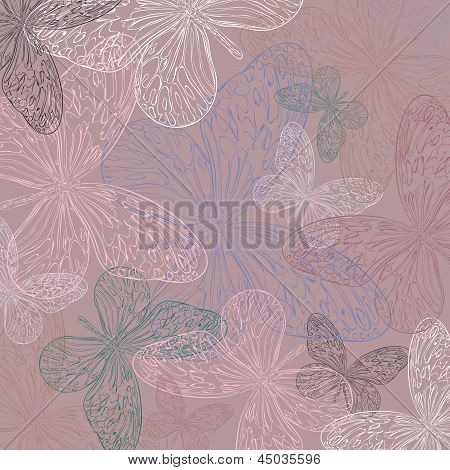 Illustrazione vettoriale di uno sfondo In farfalle luminose