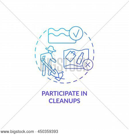 Participate In Cleanups Blue Gradient Concept Icon. Protecting Marine Life Abstract Idea Thin Line I